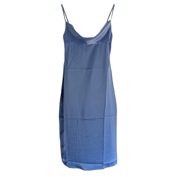 We Wore What NWT Slate Blue Satin Slip Dress - Picture 4 of 12
